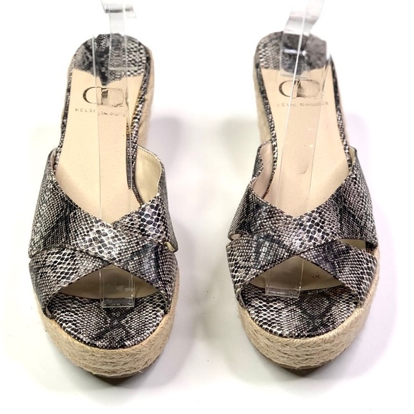 Kelsi Dagger wedge espedrilles slides snakeskin open toe 9 - Picture 6 of 13